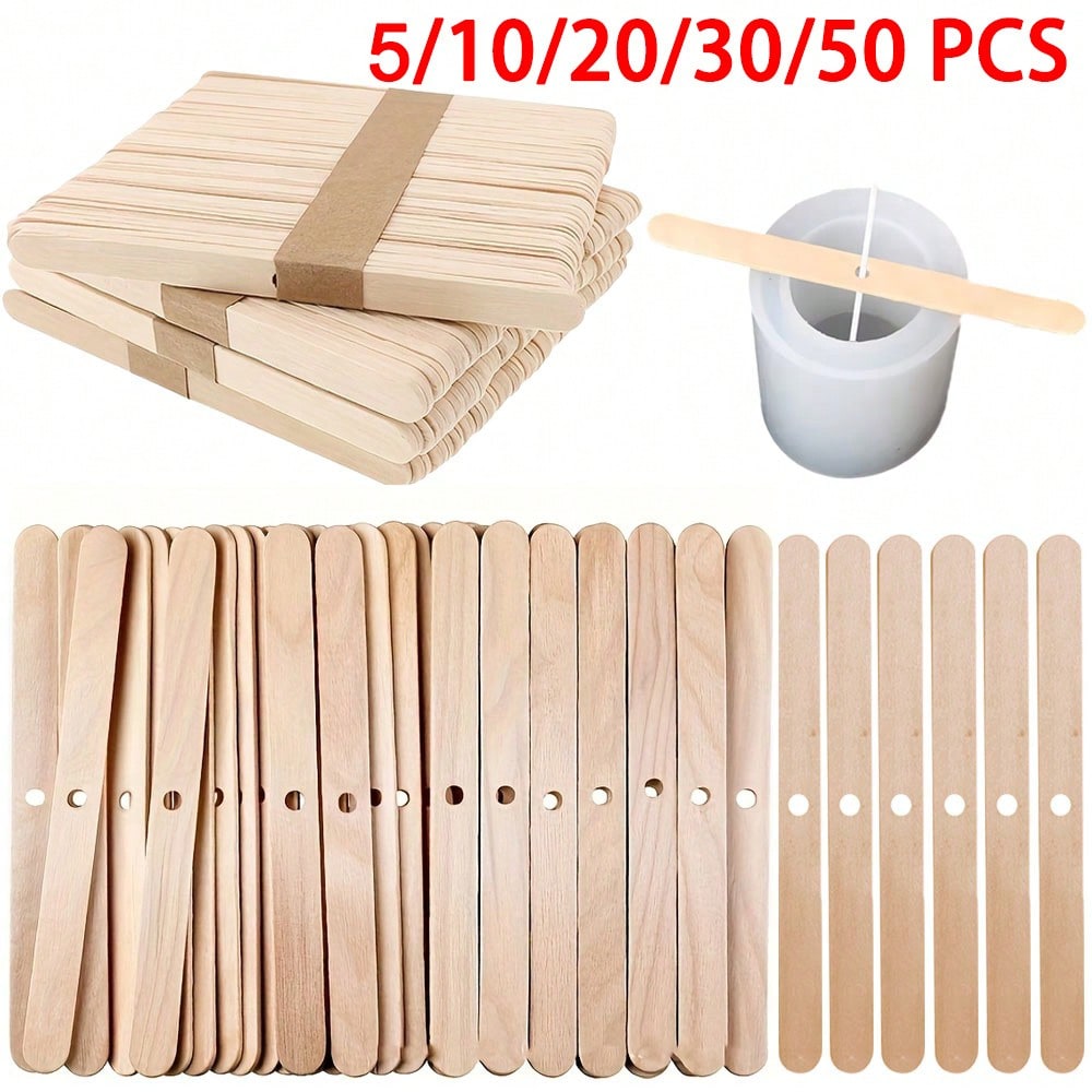 Candle Making Kit - 5/10/20/30/50 قطعة حامل فتيل شمع خشبي،