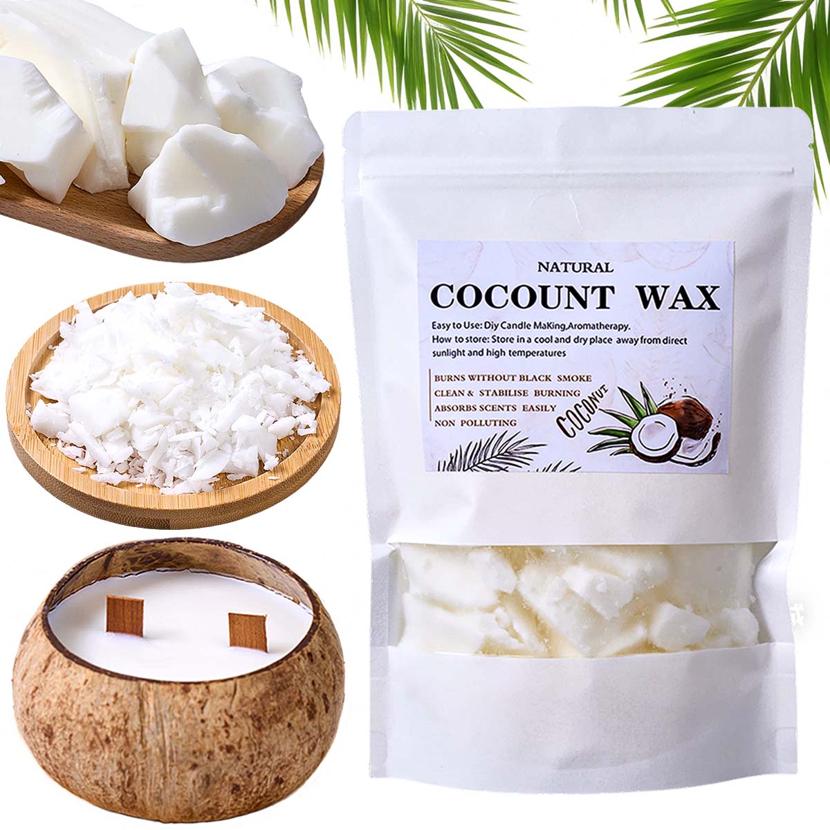 شمع جوز الهند الأبيض الطبيعي 1 - مراجعة Candle Making Material Wholesale وسعره